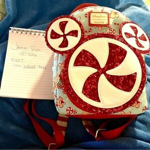 Loungefly Red and White Mickey Peppermint Mini Backpack